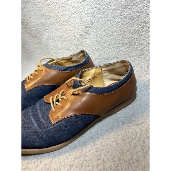 GH Bass Womens Dixie Saddle Shoes Oxfords Flats Denim Brown Trim Laces Up Sz 10M - Picture 5 of 14